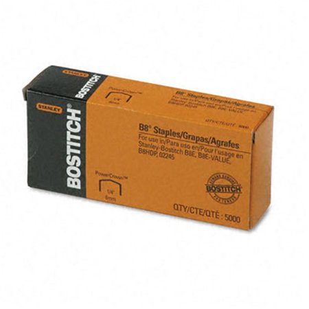 BOSTITCH Stanley Bostitch STCRP211514 Full Strip B8 Staples- 1/4&quot; Leg Length- 5000/Box STCRP211514